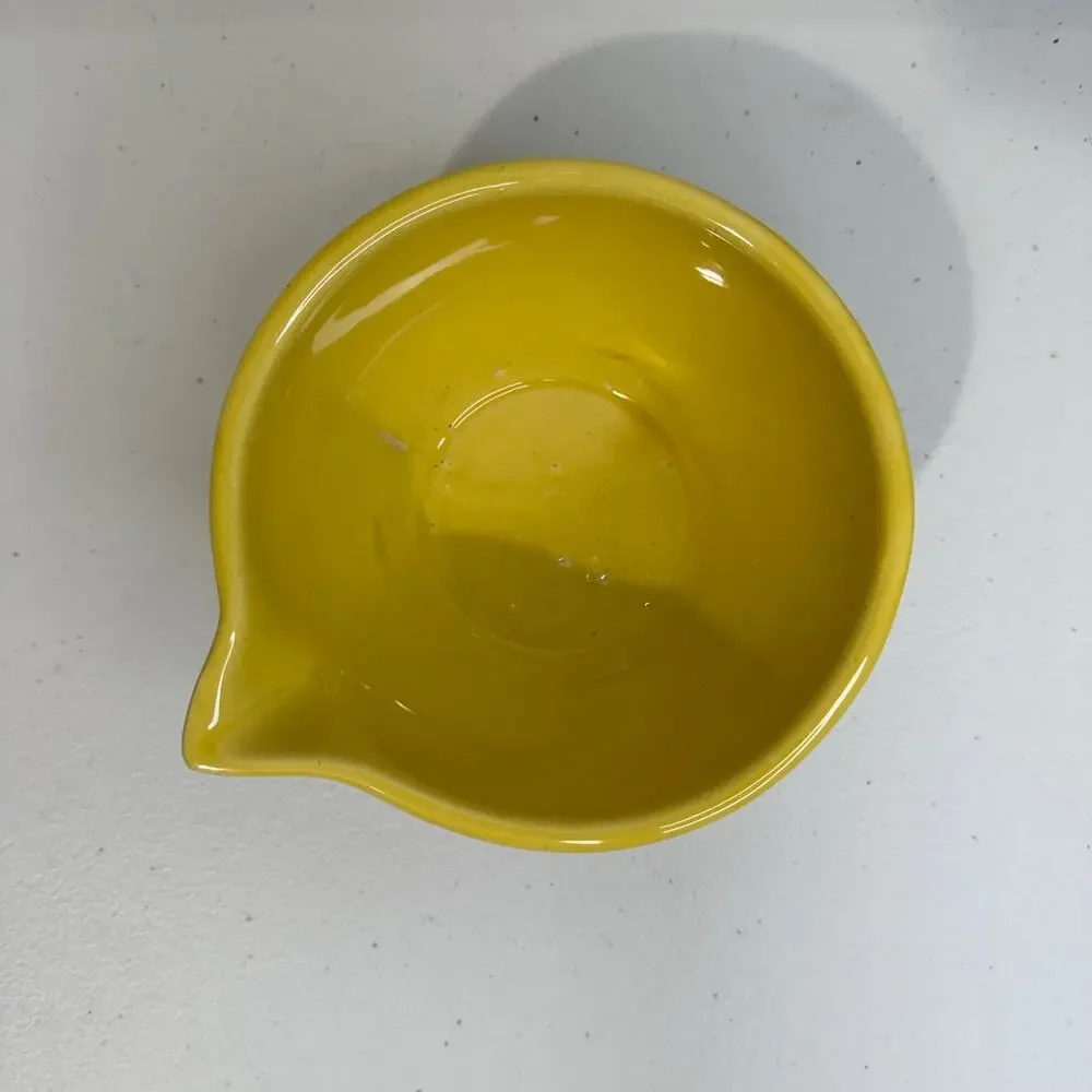VTG McCoy Stoneware Vibrant Yellow Glaze Ceramic Spout Bowl Small Batter Bowl